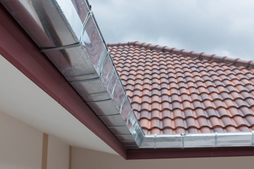 Gutter installed in roof