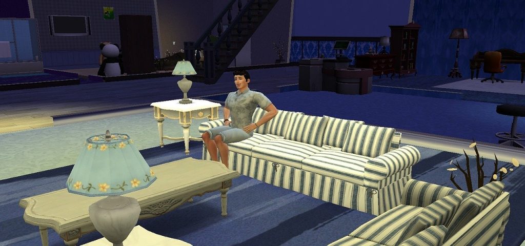 dad sim in the living room