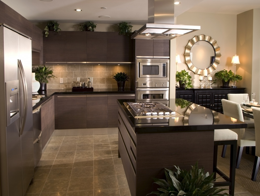modern kitchen and dining area